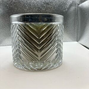 Bath & Body Works Iced Balsam 3-Wick Scented Candle 14.5oz Silver Chevron Glass